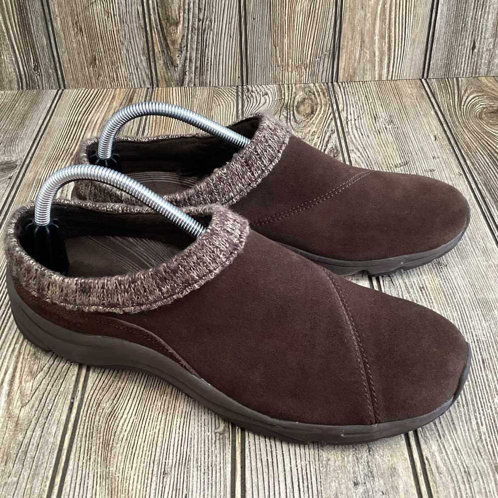 Vionic Arbor Womens Brown Suede Slip-On Clog Orthotic Mules Comfort Shoes 11 US